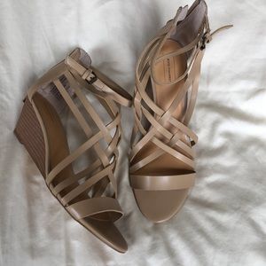 Nude wedge sandals
